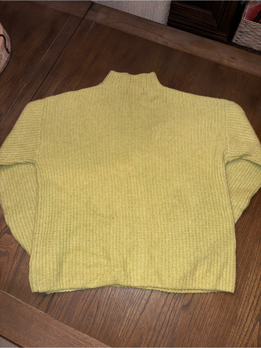 Small Tall Yellow Knit Mock Neck Sweater